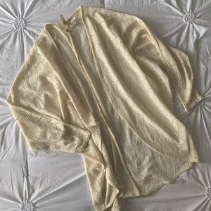 H&M lightweight stitched cream open cardigan